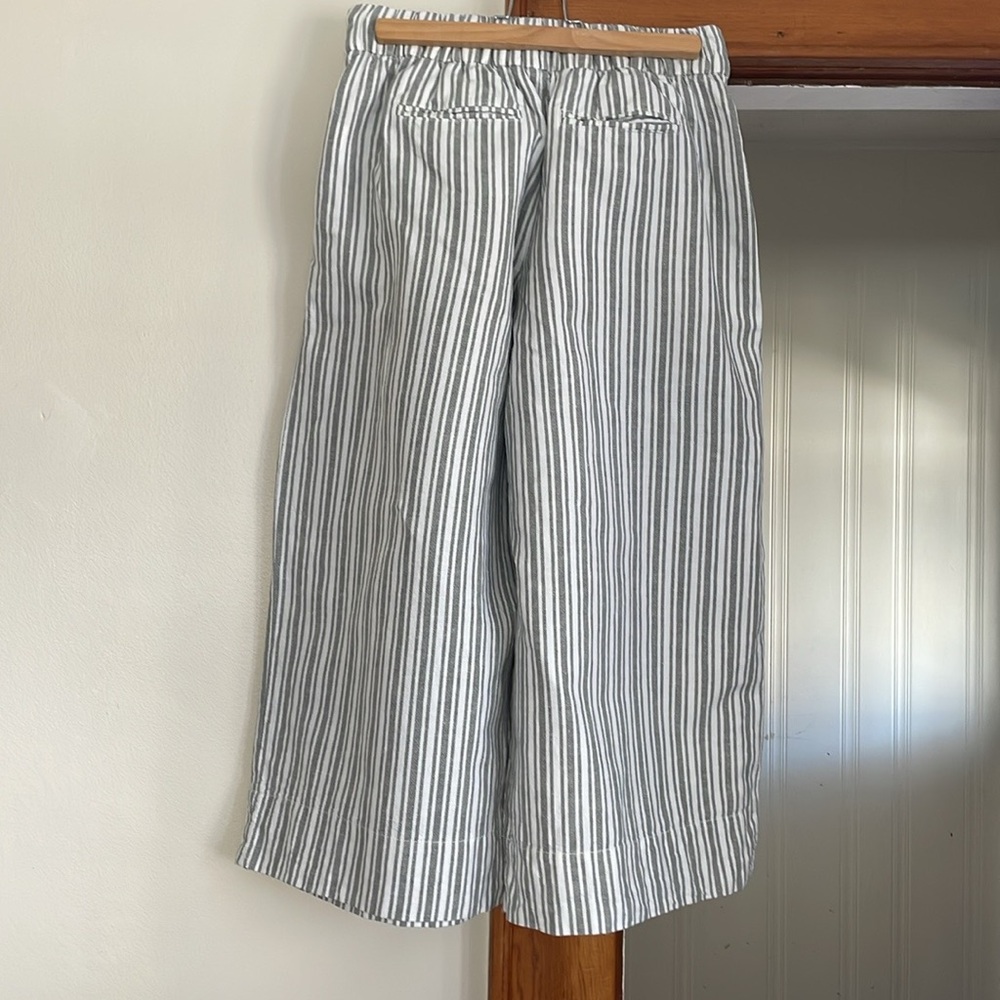 GAP Linen Blend Wide Leg Stripe Cropped Pants Sz 4 - Picture 3 of 8